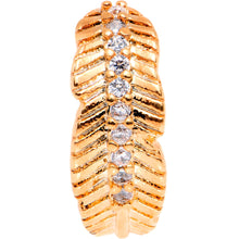 Load image into Gallery viewer, 20G Clear CZ Gem Rose Gold Tone Feather Seamless Circular Ring