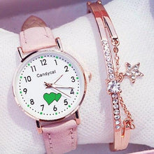 Load image into Gallery viewer, Girl Cute Watch Analog Childrens Quartz Comfortable Watch Girl Elementary School Fashion Girl Analog Watch Unisex Wrist Watches Stainless Steel Dial Leather Strap Watches Quartz Fashion Watch