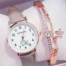 Load image into Gallery viewer, Girl Cute Watch Analog Childrens Quartz Comfortable Watch Girl Elementary School Fashion Girl Analog Watch Unisex Wrist Watches Stainless Steel Dial Leather Strap Watches Quartz Fashion Watch
