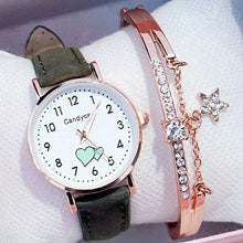 Load image into Gallery viewer, Girl Cute Watch Analog Childrens Quartz Comfortable Watch Girl Elementary School Fashion Girl Analog Watch Unisex Wrist Watches Stainless Steel Dial Leather Strap Watches Quartz Fashion Watch