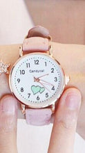 Load image into Gallery viewer, Girl Cute Watch Analog Childrens Quartz Comfortable Watch Girl Elementary School Fashion Girl Analog Watch Unisex Wrist Watches Stainless Steel Dial Leather Strap Watches Quartz Fashion Watch