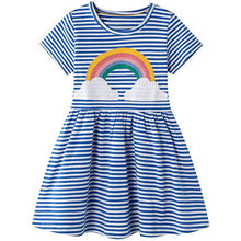 Load image into Gallery viewer, Girl's Cotton Casual Striped Jersey Dress