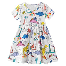 Load image into Gallery viewer, Girl's Dinosaur Tunic Short Sleeve Summer Casual Dress