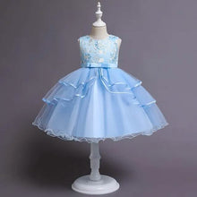 Load image into Gallery viewer, Girls' Patchwork Mesh Bow Party Dress