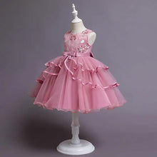 Load image into Gallery viewer, Girls' Patchwork Mesh Bow Party Dress