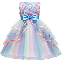 Load image into Gallery viewer, Girl's Rainbow Tulle Lace Dress