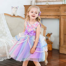 Load image into Gallery viewer, Girl's Rainbow Tulle Lace Dress