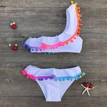 Load image into Gallery viewer, Girls Split Swimsuits Cute Shoulder Swimsuit Toddler Baby Girls 2 Piece Swimsuit Kids Bathing Beach Sun Suit Children Swimwear Bikini Set Girl Swimming Clothes Kids Bathing Suit Beachwear For Summer