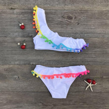 Load image into Gallery viewer, Girls Split Swimsuits Cute Shoulder Swimsuit Toddler Baby Girls 2 Piece Swimsuit Kids Bathing Beach Sun Suit Children Swimwear Bikini Set Girl Swimming Clothes Kids Bathing Suit Beachwear For Summer