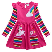 Load image into Gallery viewer, Girls' Unicorn Rainbow Flower Dress
