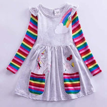 Load image into Gallery viewer, Girls' Unicorn Rainbow Flower Dress