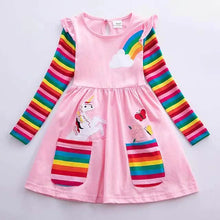 Load image into Gallery viewer, Girls' Unicorn Rainbow Flower Dress