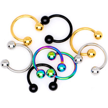 Load image into Gallery viewer, 16G 3/8 Rainbow Black Gold Tone PVD Pack Set of 8 Horseshoe Barbells