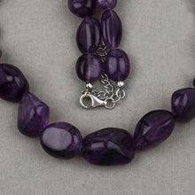 Load image into Gallery viewer, Amethyst Beaded Necklace, Genuine Raw Amethyst Beads Necklace for Women in Sterling Silver, February Birthstone Necklace, Gift for Mom