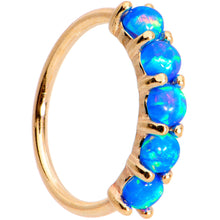 Load image into Gallery viewer, 20G Blue Synthetic Opal 14k Yellow Gold Seamless Circular Ring