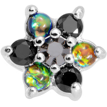 Load image into Gallery viewer, 16G 1/4 Black Faux Opal Black Flower Tragus Cartilage Earring