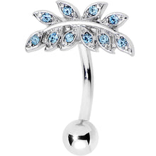 Load image into Gallery viewer, Blue Gem Sprouting Ivy Leaf Belly Ring