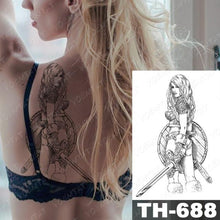 Load image into Gallery viewer, Gladiator Temporary Tattoo Sticker Flower Waterproof Big Modern Womens Mens Body Tattoo Luxury Design