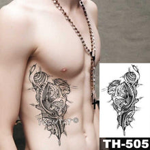 Load image into Gallery viewer, Gladiator Temporary Tattoo Sticker Flower Waterproof Big Modern Womens Mens Body Tattoo Luxury Design