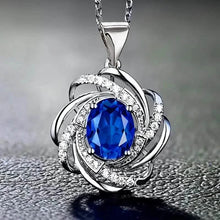 Load image into Gallery viewer, Glass Faux Gemstone Elegant Spiral Flower Pendant Necklace