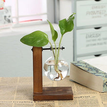 Load image into Gallery viewer, Glass Planter Bulb Vase Transparent Terrarium Hydroponic Vases For Home Garden Office Wedding Decor Wooden Stand Air Planter Bulb Glass Vase Propogation Station for Hydroponics Home Garden Office Decoration