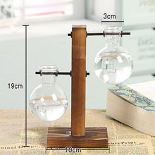 Load image into Gallery viewer, Glass Planter Bulb Vase Transparent Terrarium Hydroponic Vases For Home Garden Office Wedding Decor Wooden Stand Air Planter Bulb Glass Vase Propogation Station for Hydroponics Home Garden Office Decoration