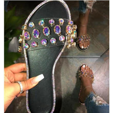 Load image into Gallery viewer, Glitter Slippers Women Summer Sandals Fashion Bling Candy Color Flip Flops Beach Diamond Flat Outdoor Sandals Slip On Sandals Slide Glitter Bling Casual Sandal Flat Open Toe Sparkle Slides