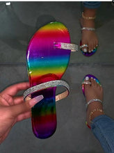 Load image into Gallery viewer, Glitter Slippers Women Summer Sandals Fashion Bling Candy Color Flip Flops Beach Diamond Flat Outdoor Sandals Slip On Sandals Slide Glitter Bling Casual Sandal Flat Open Toe Sparkle Slides