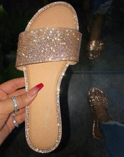 Load image into Gallery viewer, Glitter Slippers Women Summer Sandals Fashion Bling Candy Color Flip Flops Beach Diamond Flat Outdoor Sandals Slip On Sandals Slide Glitter Bling Casual Sandal Flat Open Toe Sparkle Slides
