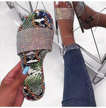 Load image into Gallery viewer, Glitter Slippers Women Summer Sandals Fashion Bling Candy Color Flip Flops Beach Diamond Flat Outdoor Sandals Slip On Sandals Slide Glitter Bling Casual Sandal Flat Open Toe Sparkle Slides