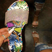 Load image into Gallery viewer, Glitter Slippers Women Summer Sandals Fashion Bling Candy Color Flip Flops Beach Diamond Flat Outdoor Sandals Slip On Sandals Slide Glitter Bling Casual Sandal Flat Open Toe Sparkle Slides