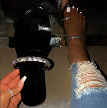 Load image into Gallery viewer, Glitter Slippers Women Summer Sandals Fashion Bling Candy Color Flip Flops Beach Diamond Flat Outdoor Sandals Slip On Sandals Slide Glitter Bling Casual Sandal Flat Open Toe Sparkle Slides