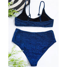 Load image into Gallery viewer, Glitter Sparkling Female Swimsuit High Waist Bikini Women's High Waist Bikinis Party Glitter Scoop Neck Crop Top Swimsuits Two Piece Bathing Suit Women Swimwear Two-pieces Bikini Set Summer Swim Suit