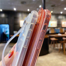 Load image into Gallery viewer, Glitter Wrist Strap Transparent Shockproof Soft Cover with Strap Phone Case For iPhone 13 11 12 14 Pro Max XS Max XR X 7 8 Plus 12 13Pro 14 Transparent Soft Back Cover Adjustable Strap Iphone Case