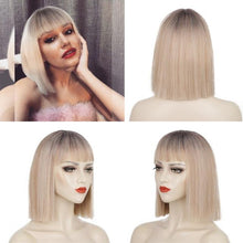 Load image into Gallery viewer, Glorious Synthetic Wigs Short Bob Wigs Black/Pink Bangs Wigs for Women Heat Resistant Fiber Hair Brazilin Wigs For Black Women Cosplay Wigs For Women