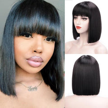 Load image into Gallery viewer, Glorious Synthetic Wigs Short Bob Wigs Black/Pink Bangs Wigs for Women Heat Resistant Fiber Hair Brazilin Wigs For Black Women Cosplay Wigs For Women