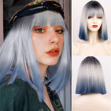 Load image into Gallery viewer, Glorious Synthetic Wigs Short Bob Wigs Black/Pink Bangs Wigs for Women Heat Resistant Fiber Hair Brazilin Wigs For Black Women Cosplay Wigs For Women