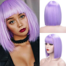 Load image into Gallery viewer, Glorious Synthetic Wigs Short Bob Wigs Black/Pink Bangs Wigs for Women Heat Resistant Fiber Hair Brazilin Wigs For Black Women Cosplay Wigs For Women