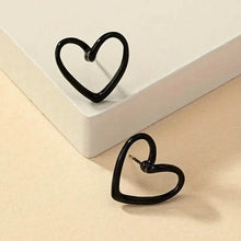 Load image into Gallery viewer, Glossy Hollow Heart Design Stud Earrings