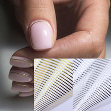 Load image into Gallery viewer, Gold 3D Nail Sticker Curve Stripe Lines Nails Stickers Gradient Adhesive Striping Tape Nail Foil Nail Art Stickers Decals Silver Strip Line Nail Decal Self-Adhesive 3D Wave Decal Decoration Metallic Curve Design Decoration for Women Girls