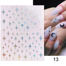 Load image into Gallery viewer, Gold Christmas Snowflake 3D Nail Stickers Sparkly Iridescent Silver Xmas Tree Elk Deer Transfer Sliders Winter Nails Accessories Design Decor Tip Transfer Nail Decals Sticker For Pretty Girl Self-Adhesive Nail Decals Designer Nail Stickers