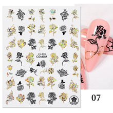 Load image into Gallery viewer, Gold Christmas Snowflake 3D Nail Stickers Sparkly Iridescent Silver Xmas Tree Elk Deer Transfer Sliders Winter Nails Accessories Design Decor Tip Transfer Nail Decals Sticker For Pretty Girl Self-Adhesive Nail Decals Designer Nail Stickers