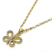 Load image into Gallery viewer, Gold Filled Fancy Necklace Butterfly Design with White Micro Pave Polished Finish Golden Tone