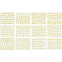 Load image into Gallery viewer, Gold Moon Star 3D Nail Stickers Ultra-thin Adhesive Decals Nail Art Decorations Stamping Manicure Nails Stickers Tool 3d Nail Decal Stickers Manicure Nail Art Decoration Accessories Holographic Old English Character Nail Self-Adhesive Sticker
