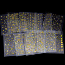 Load image into Gallery viewer, Gold Moon Star 3D Nail Stickers Ultra-thin Adhesive Decals Nail Art Decorations Stamping Manicure Nails Stickers Tool 3d Nail Decal Stickers Manicure Nail Art Decoration Accessories Holographic Old English Character Nail Self-Adhesive Sticker