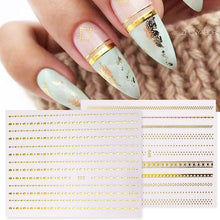 Load image into Gallery viewer, Gold Silver 3D Nail Sticker Curve Stripe Lines Nails Stickers Gradient Adhesive Striping Tape Nail Art Stickers Decal Decoration Metallic Curve Strip Line Nail Decal Self-Adhesive 3D Wave Design Decoration for Women Girls