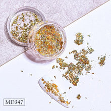 Load image into Gallery viewer, Gold Silver Irregular Aluminum Foil Paper Nail Art Sticker 3D Glitter Manicure UV Gel Polish Nail Decoration Tools Decoration Stickers Decoration New Gold Nail Transfer Foils for Nail Arts Nails Supply Holographic Effect Nail Art Foil Stickers