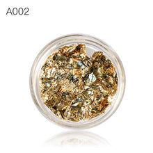 Load image into Gallery viewer, Gold Silver Irregular Aluminum Foil Paper Nail Art Sticker 3D Glitter Manicure UV Gel Polish Nail Decoration Tools Decoration Stickers Decoration New Gold Nail Transfer Foils for Nail Arts Nails Supply Holographic Effect Nail Art Foil Stickers