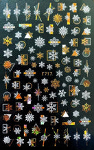 Load image into Gallery viewer, Gold Silver White Snowflakes 3D Nail Stickers Iridescent Self Adhesive Transfer Decals Manicures Art Decoration Slider Nails Decals Sticker Hot Sexy Girl Tip Back Glue Decal Cool Lollipop Self Adhesive Acrylic Tips Tool Decoration