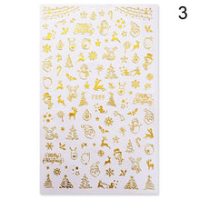 Load image into Gallery viewer, Gold Silver White Snowflakes 3D Nail Stickers Iridescent Self Adhesive Transfer Decals Manicures Art Decoration Slider Nails Decals Sticker Hot Sexy Girl Tip Back Glue Decal Cool Lollipop Self Adhesive Acrylic Tips Tool Decoration